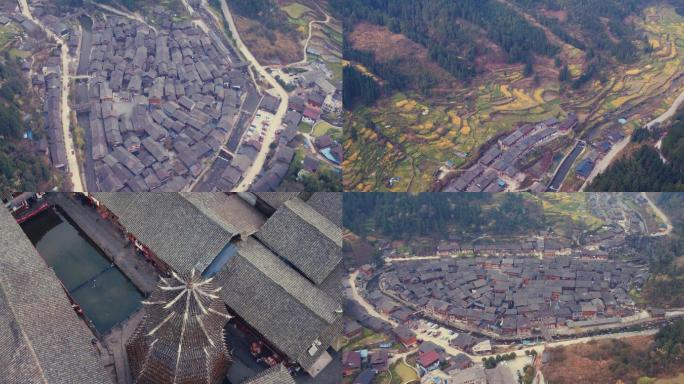 贵州大山农村鼓楼增冲村航拍4K