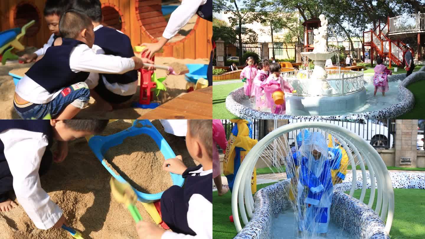 幼儿园小朋友玩耍玩沙玩水开心