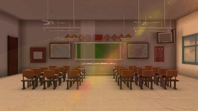 高清3D高中教室动态舞台背景