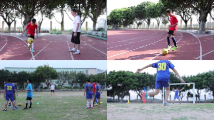 学校足球训练小学生踢足球
