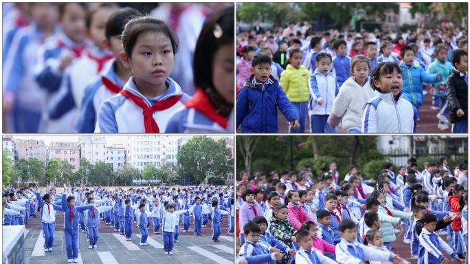 校园小学生做早操