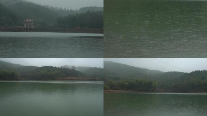 阴天水库江南水乡下雨