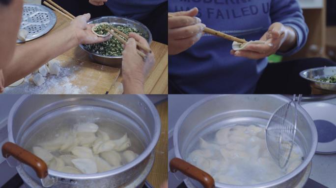 4K过年包饺子吃水饺传统美食煮水饺