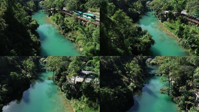 黔南荔波县小七孔河流航拍4k最新版