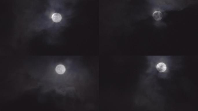 4K夜晚月亮延时-乌云遮月