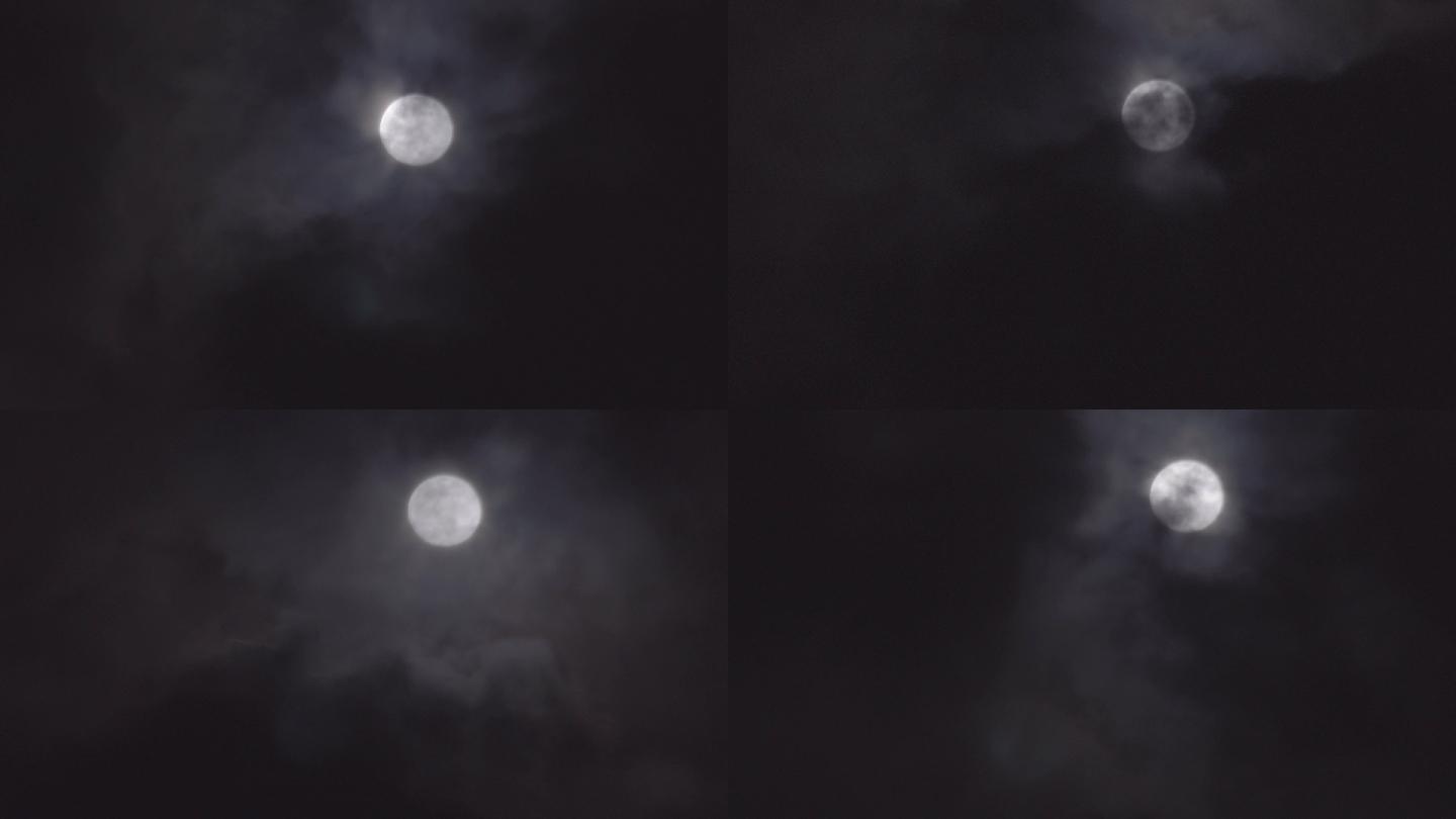 4K夜晚月亮延时-乌云遮月