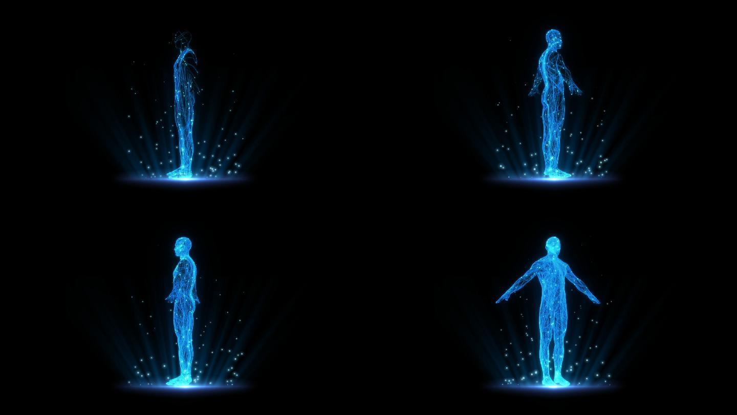 全息点线粒子人物