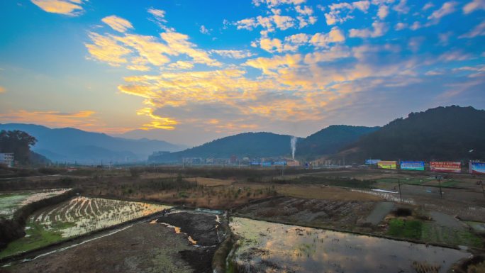 广东清远连山夕阳晚霞延时摄影