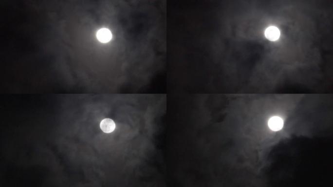 夜晚月亮乌云