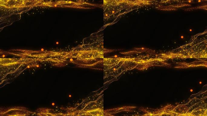 唯美金沙粒子波浪飘动边框