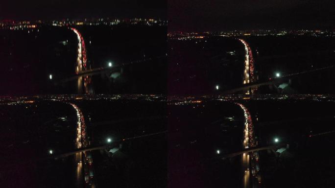航拍夜景道路高架桥高角度
