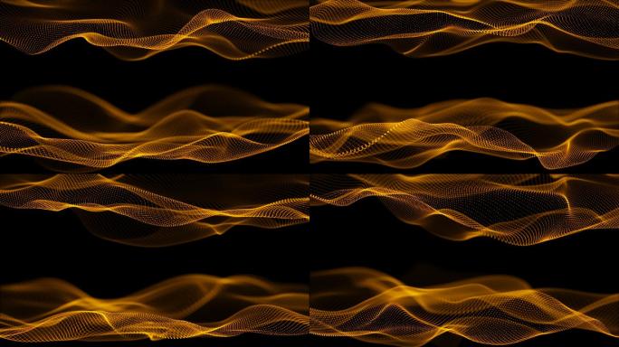 金色流动波浪粒子带透明通道