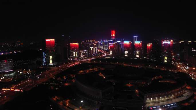 4K-原素材-济南中国加油灯光秀