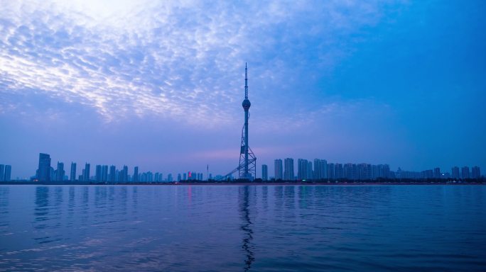 临沂风景电视塔沂河日转夜延时