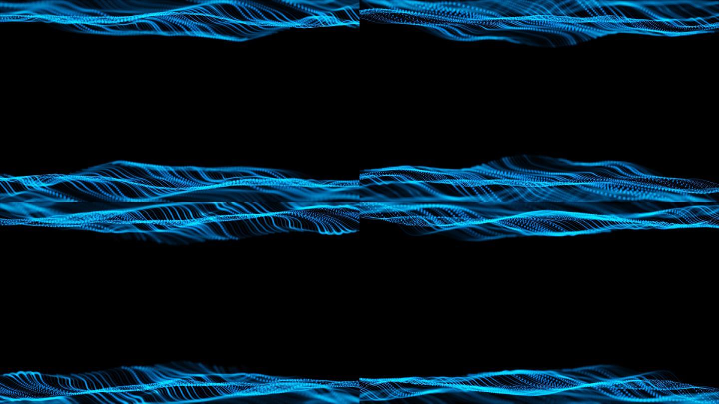 蓝色波浪粒子边框带透明通道