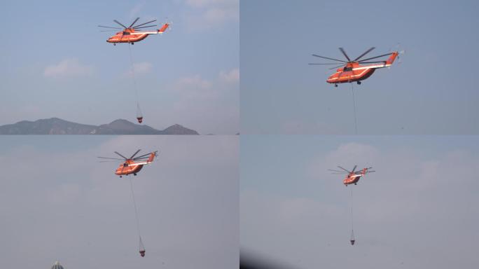 4K-原素材-直升机吊水桶灭火
