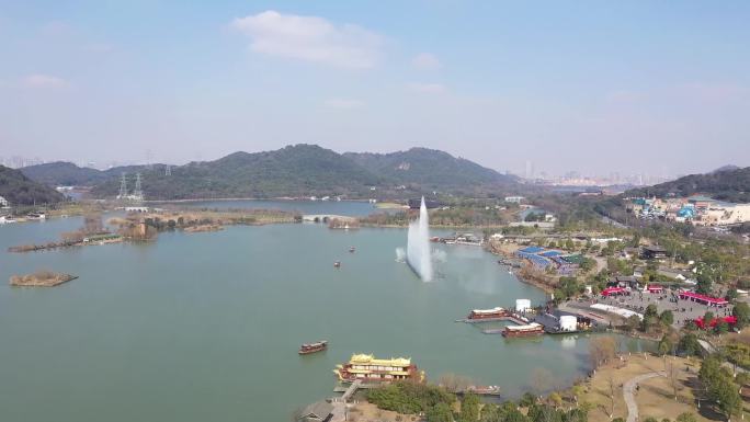 杭州湘湖喷泉航拍