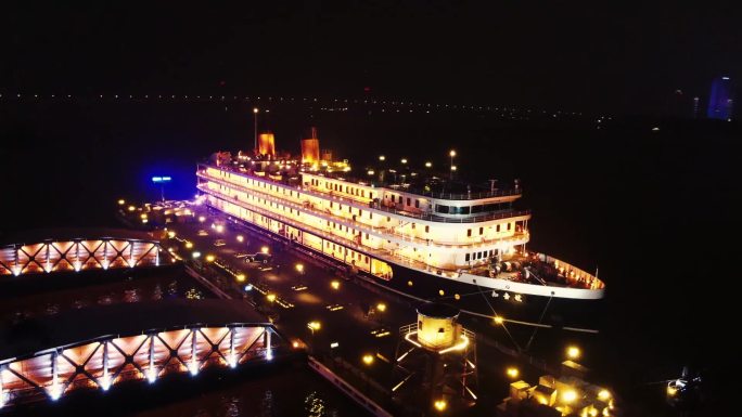 武汉疫情疫区航拍夜景军运会灯光