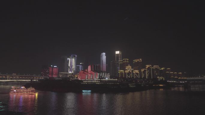 重庆江北区夜景灯光秀延时摄像
