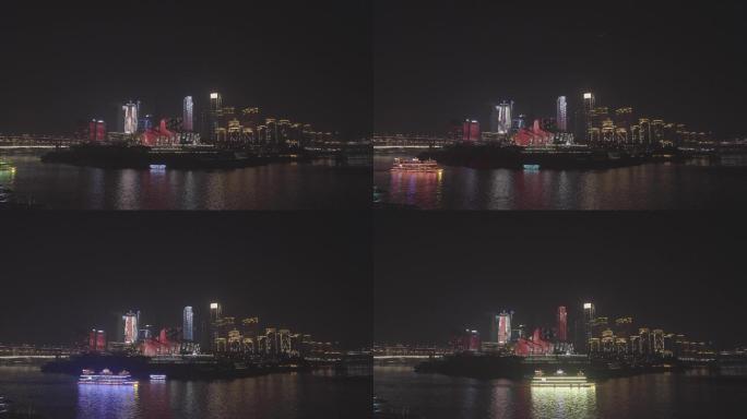 重庆江北区夜景灯光秀延时摄像