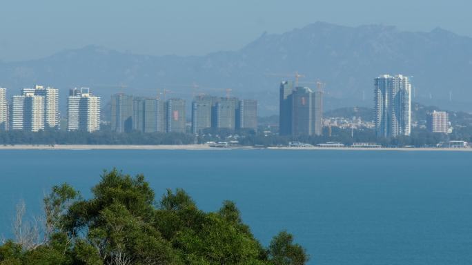 滨海城市海岸线海景房风光碧海蓝天