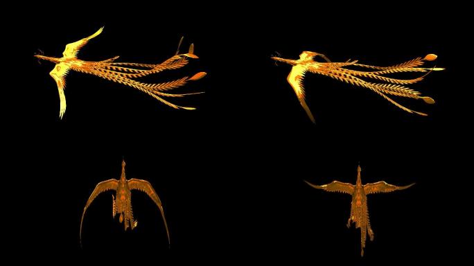 带透明通道金色凤凰飞舞素材