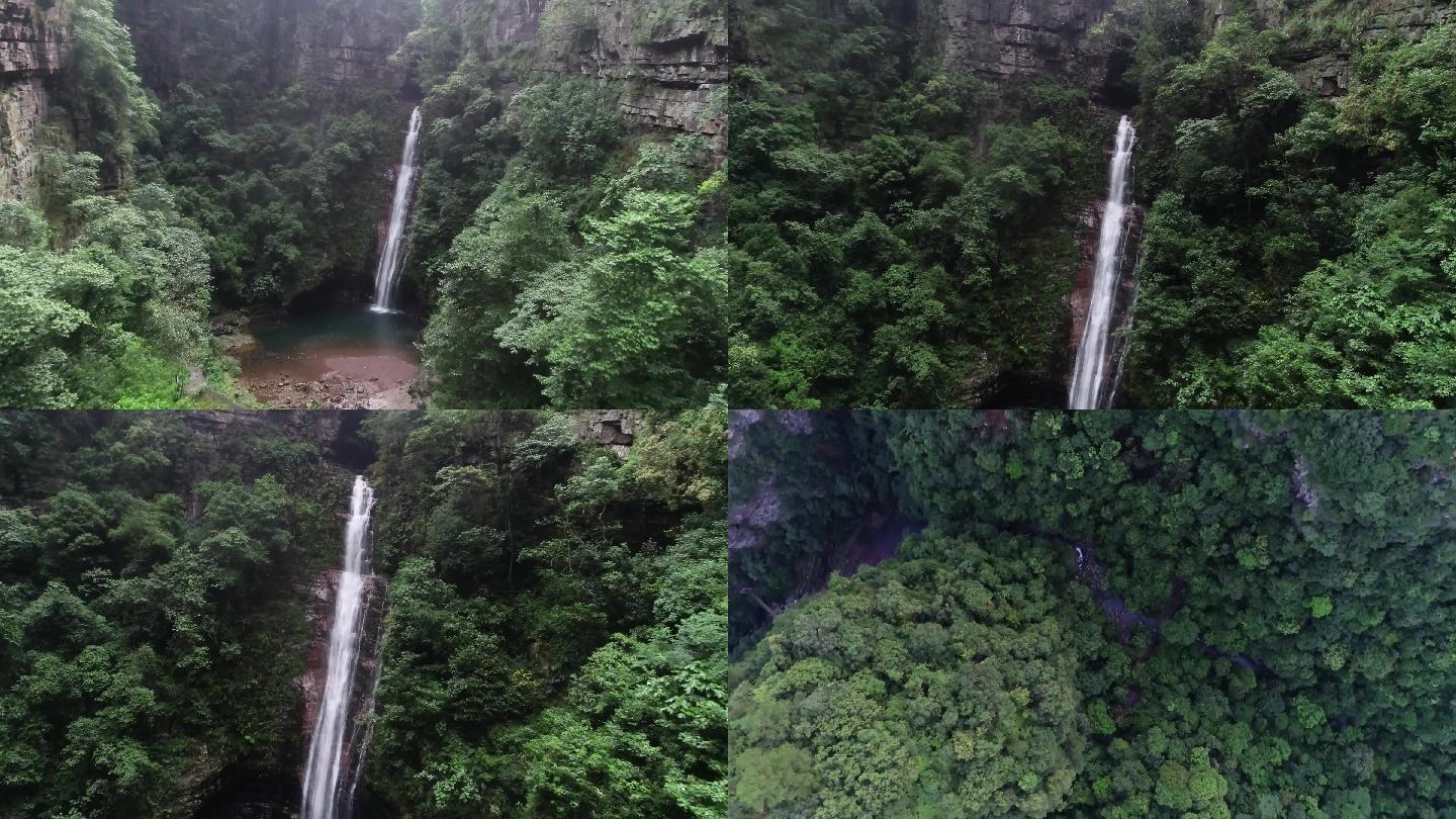 桂平龙潭深林公园瀑布4k航拍视频素材