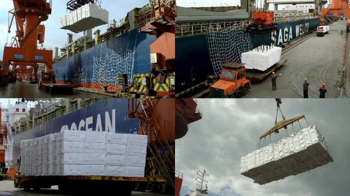 港口码头纸浆卸船作业