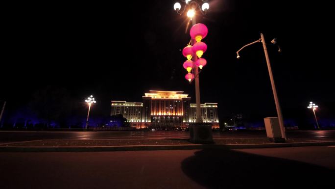 黑龙江大庆城市夜景市政府移动延时