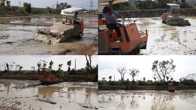 春耕拖拉机耙田机械化耕种现代农业新农村
