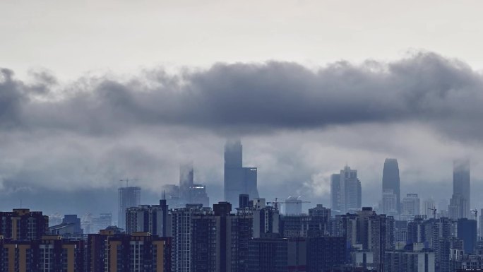 重庆云延时市区暴雨