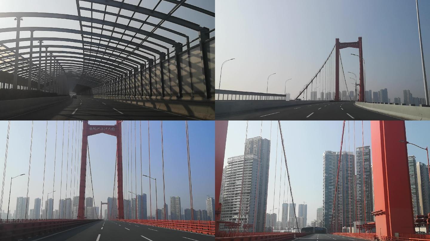 武汉封城后的鹦鹉洲大桥日景