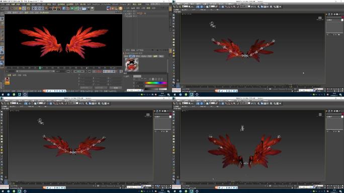 3dsmax+fbx+C4D-红色翅膀