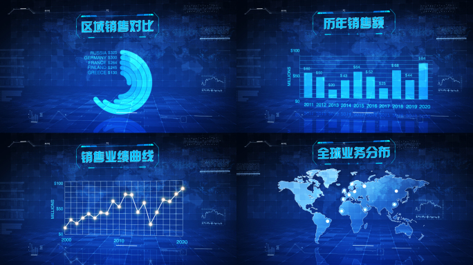 科技企业全息投影数据图表AE模版