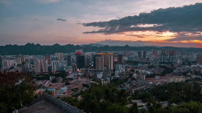 城市夕阳延时