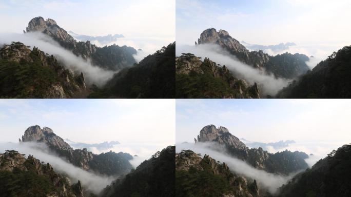 仙境黄山云雾缭绕雾霾云雾山顶