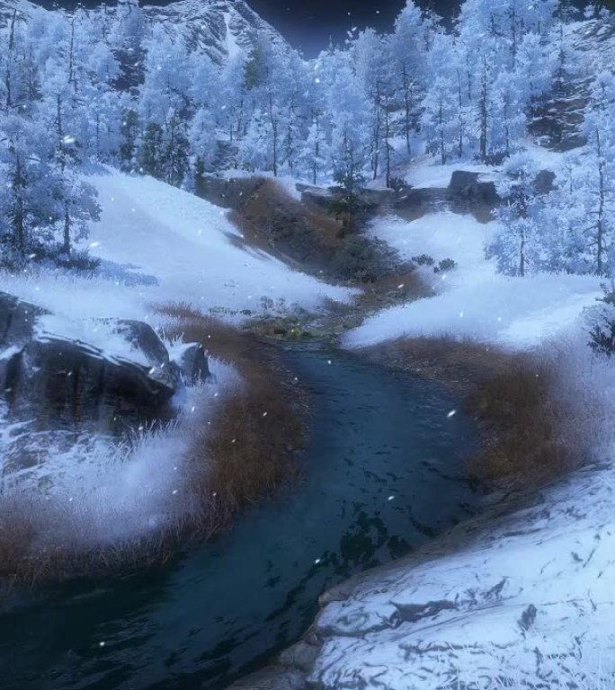 唯美风景系列【竖视频】-雪松流水