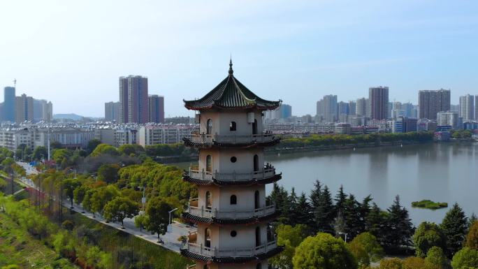 黄石地区大冶市城市航拍镜头