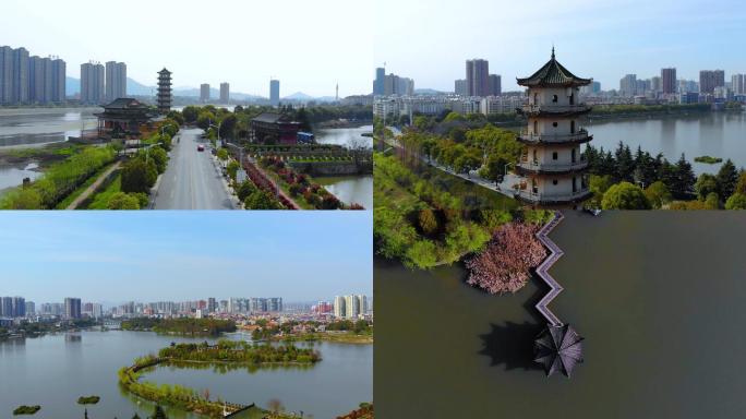 黄石地区大冶市城市航拍镜头