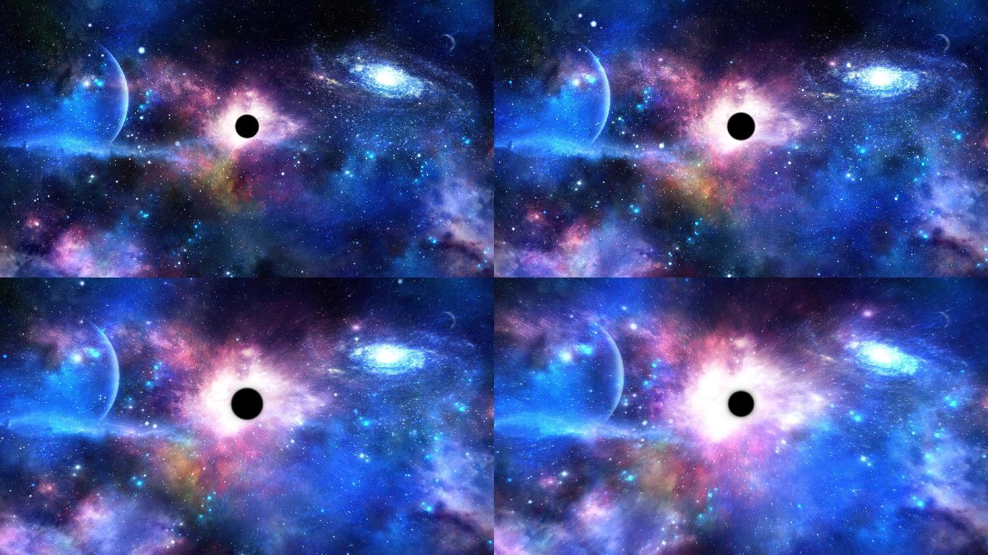 【4K宇宙背景】宇宙黑洞探索彩色星云时空