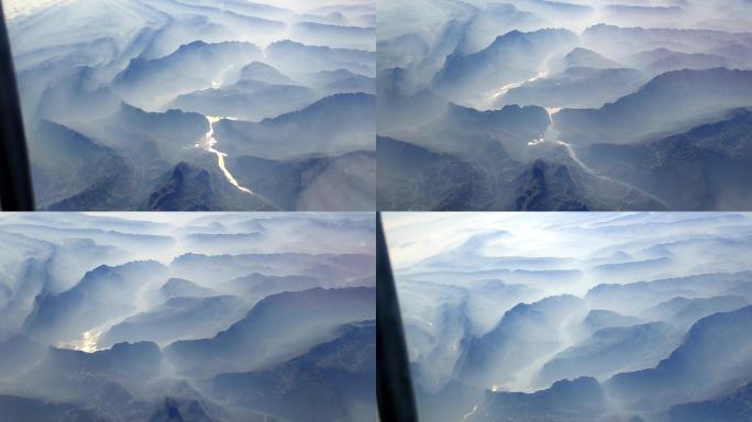 高空航拍俯视山脉大地群山气势大气