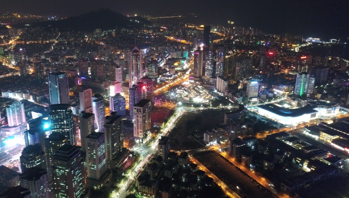 4K航拍城市夜景-万家灯火-家-灯火阑珊