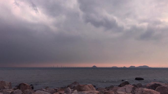 暴雨前夕海边素材视频4K