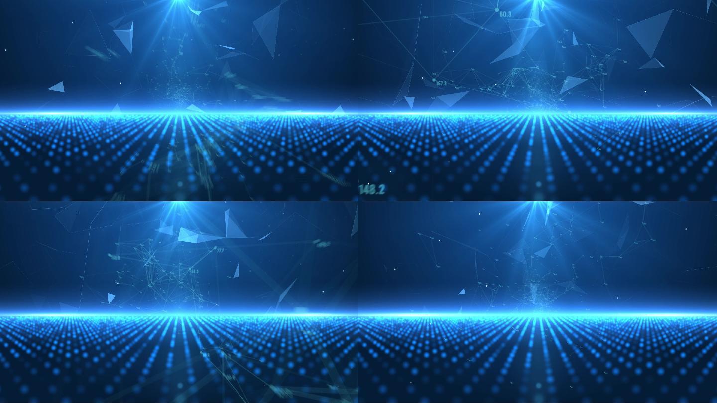 蓝色科技连线粒子背景视频