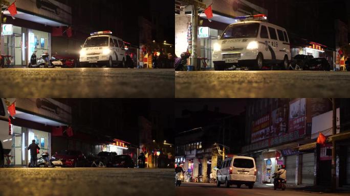 4k-夜晚-街道警车
