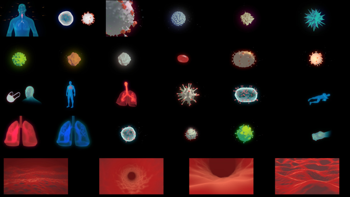 新型冠状病毒3D动画28款！含透明通道