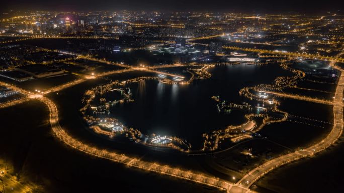 南通中创区紫琅湖夜景航拍