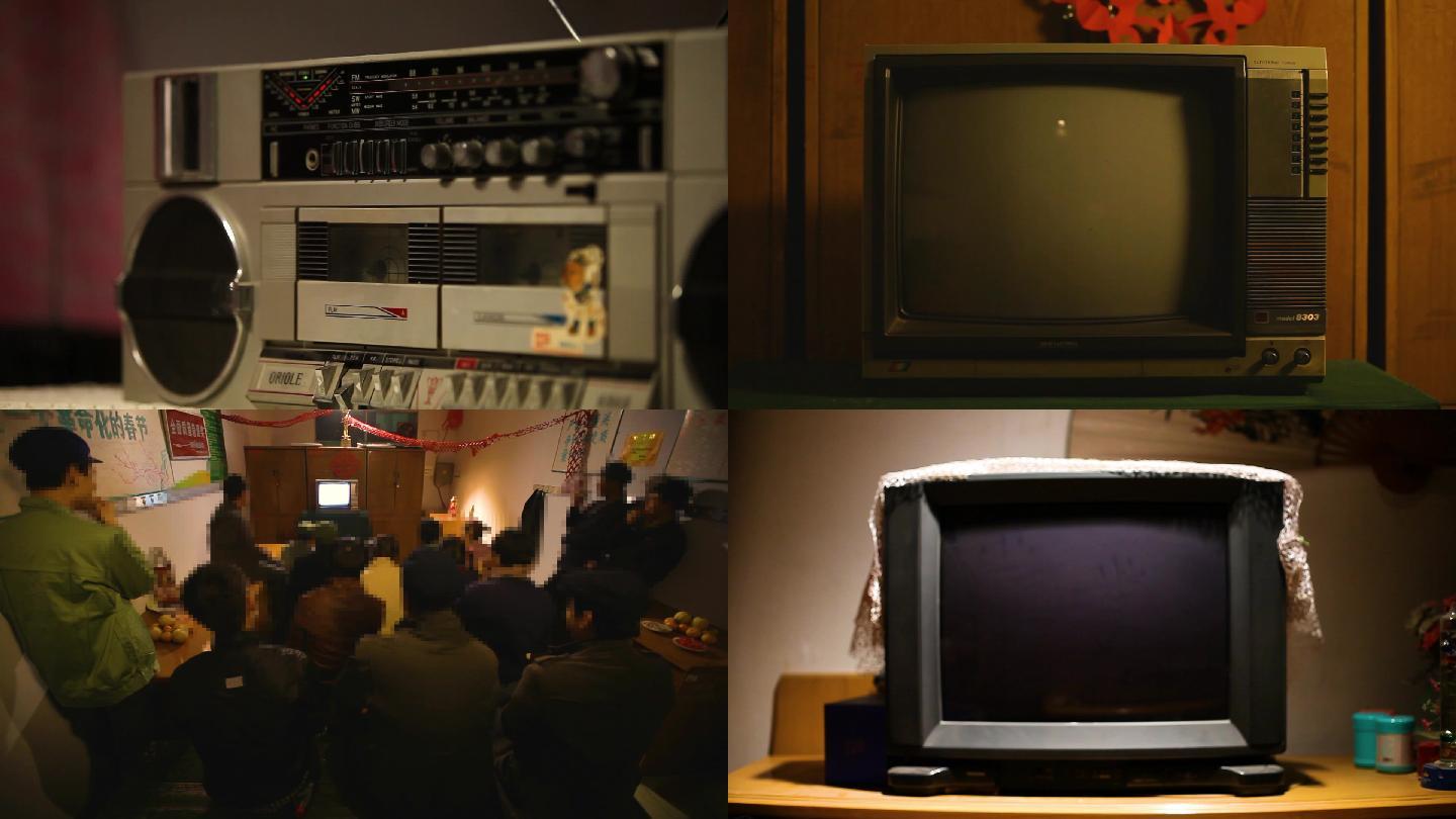 录音机年代老电视老式看电视