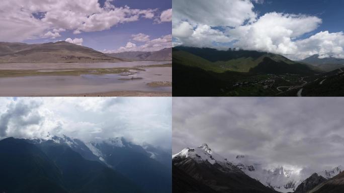西藏行风景雪山云海天空延时素材