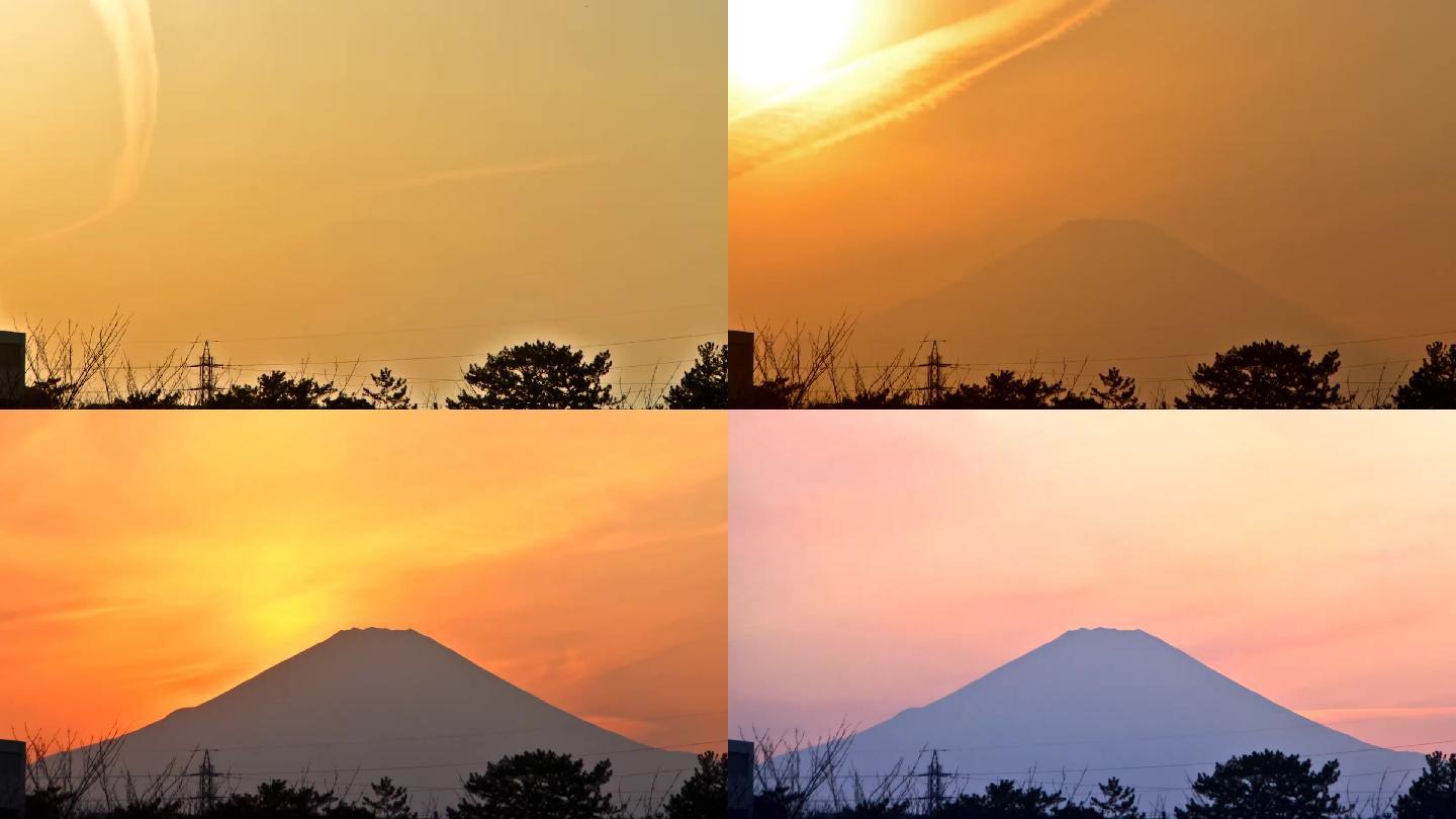 富士山延迟拍摄太阳